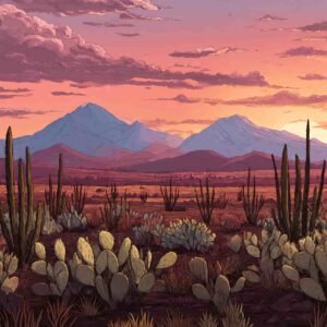 cactus and mountains